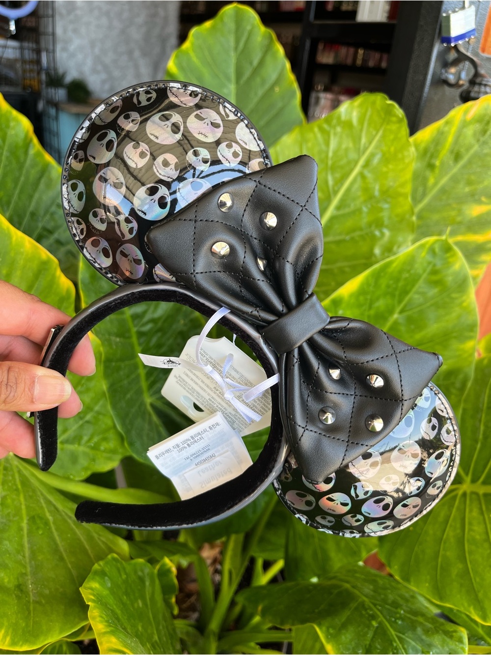 Disney Parks X Loungefly Jack Skellington Ears Quilted Leather Bow Iridescent